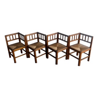 Brutalist Oak Armchairs, 1950s, Set of 4 For Sale