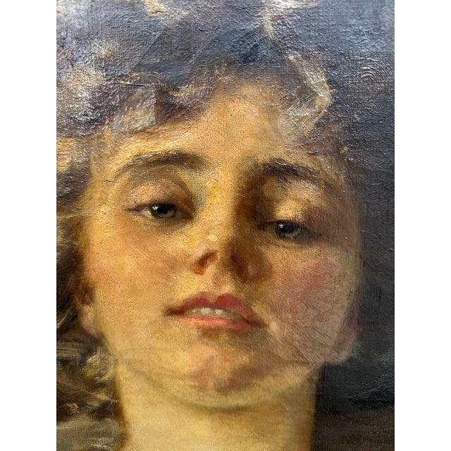 Victorian 19th Century Portrait Painting of Emily Gilbert- Attributed to Philip Boileau For Sale - Image 3 of 12