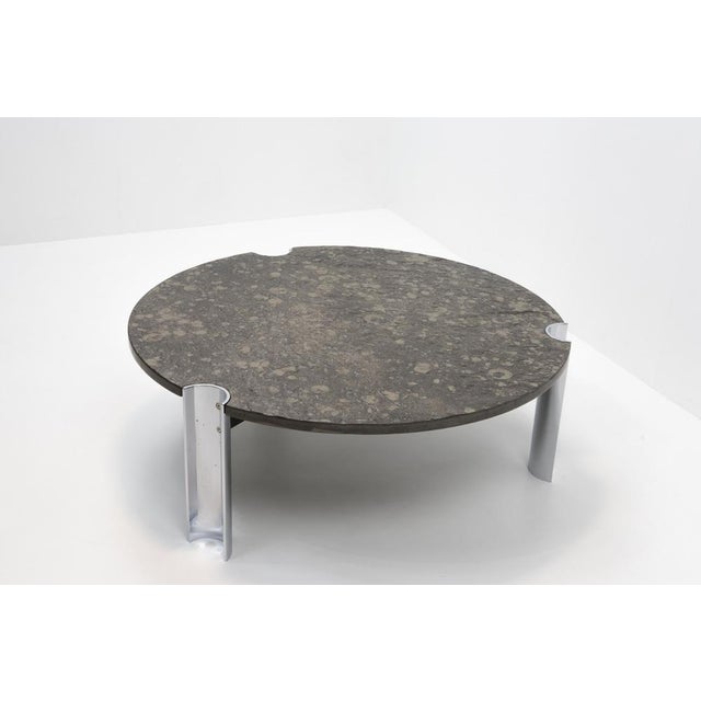 Mid-Century Modern Fossilised Limestone and Chrome Coffee Table, 1970s For Sale - Image 3 of 13