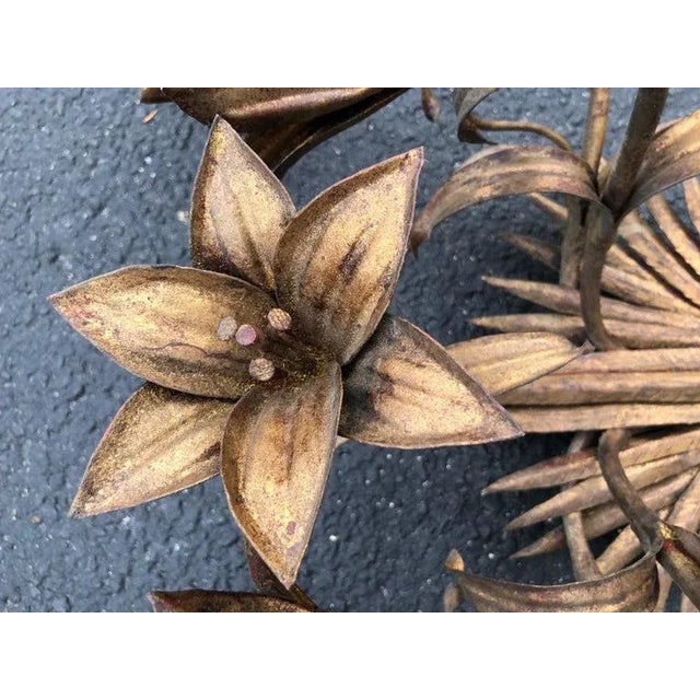 Bronze Large Italian Gilt Iron Floral Wall Sconce For Sale - Image 8 of 12
