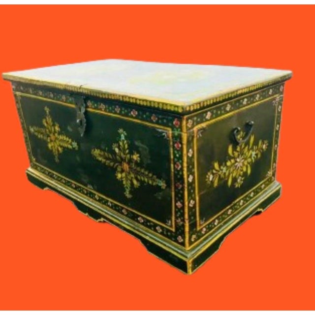 Monumental 19th Century European Hand Painted Wedding Trunk For Sale In Miami - Image 6 of 11