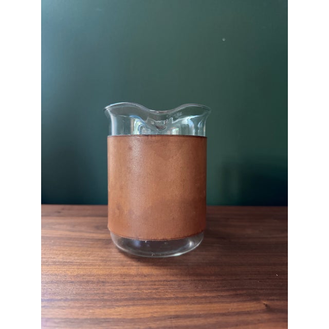 Carl Auböck 1950s Leather Wrapped Glass Pitcher by Carl Auböck For Sale - Image 4 of 7