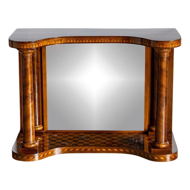Mid-19th Century Single Parquetry Console Table with Mirror For Sale