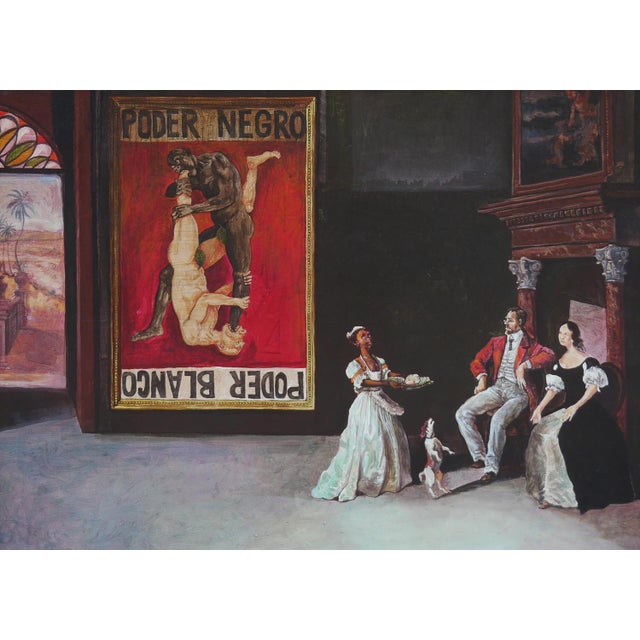 Douglas Perez Castro "Poderes" Contemporary Realistic Figurative Red Toned Social Commentary Painting, 2013 For Sale - Image 9 of 12