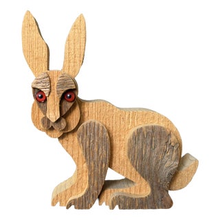 Wooden Hare Sculpture from Fausto Sangiovanni, Orvieto, Italy, 1975 For Sale
