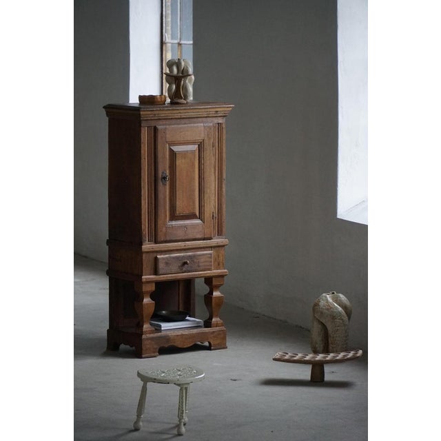Brown French Baroque Rustic Oak Cabinet with Paneled Door, Mid-19th Century For Sale - Image 8 of 18