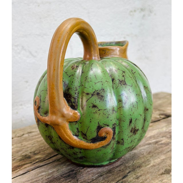 1930s Glazed Stoneware Pumpkin Pitcher by Louis Lourioux, 1930s For Sale - Image 5 of 12