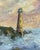 1960s Small Vintage Impressionist Oil Painting of Lighthouse in Gold Frame For Sale - Image 5 of 7