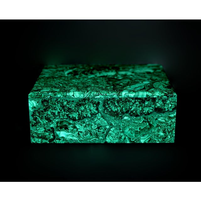 Rare Huge Natural Malachite Box 8" For Sale - Image 4 of 12