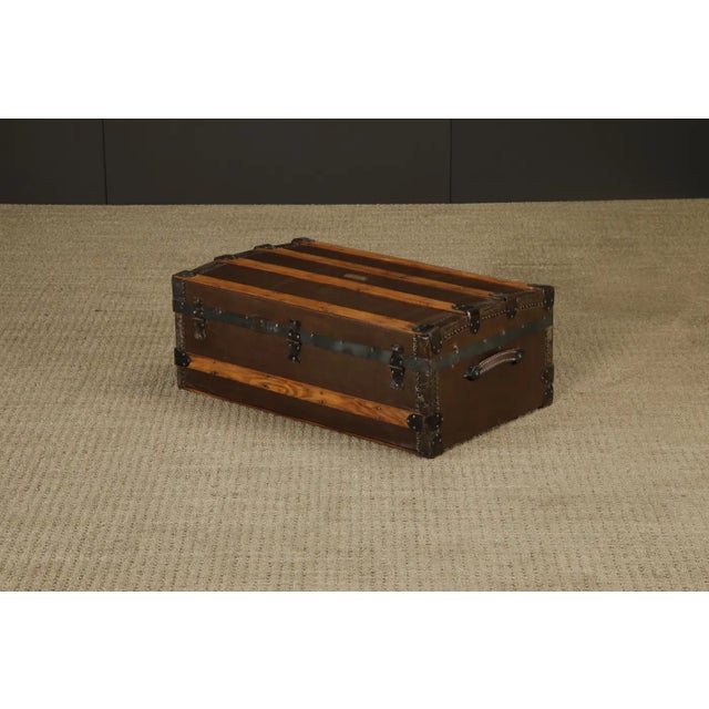 Restored Crouch & Fitzgerald Leather Trunk, C 1920s, Signed For Sale - Image 14 of 18