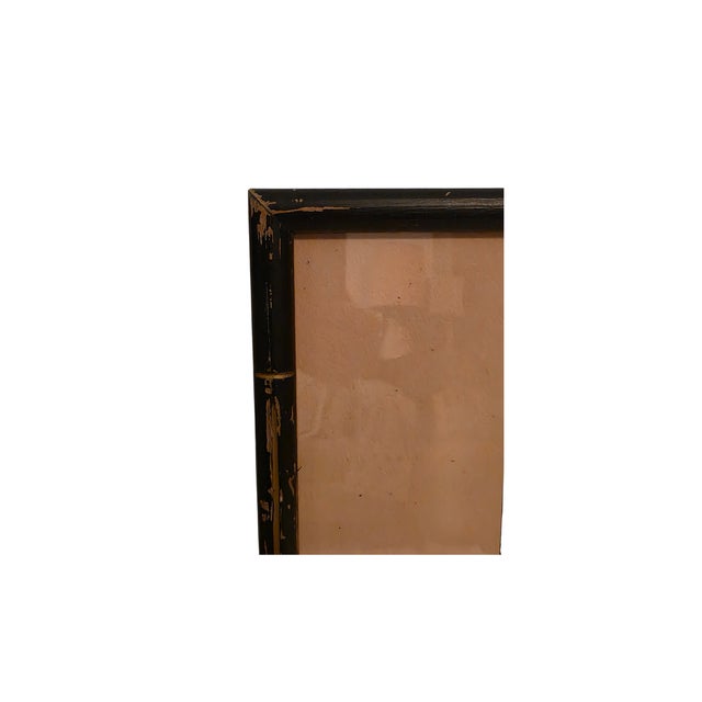 Japanese Mid 20th Century Signed Japanese Silk Painting | Japandi Moonlight Waterfall Landscape in Rustic Bamboo Frame For Sale - Image 3 of 8