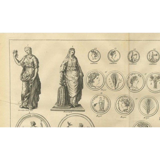 Paper After Bernard de Montfaucon, Roman Female Statues and Medallions, 1721, Engraving For Sale - Image 7 of 9