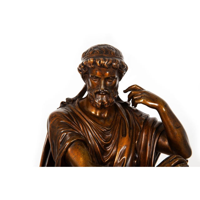 Antique French Bronze Sculpture of Philosopher “Zeno of Elea” by Eugene Laurent For Sale - Image 6 of 18