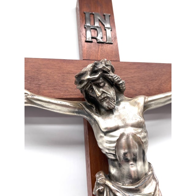 Large Antique Wall Cross with Jesus Figure, 1890s For Sale - Image 10 of 15