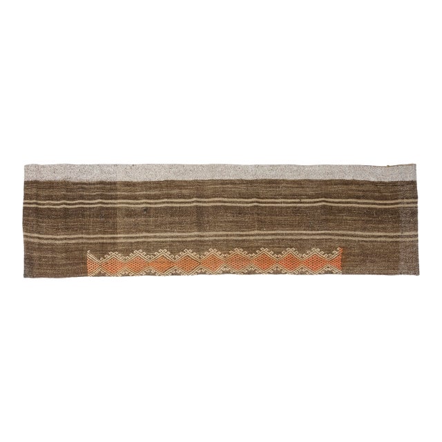 Mid 20th Century Natural Brown & Tan Kilim Runner For Sale