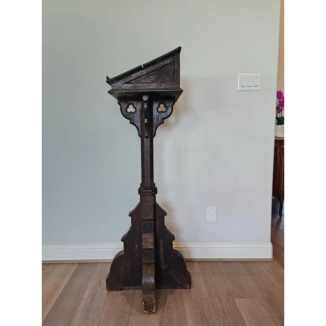 Large Antique Gothic Revival Carved Oak Church Altar For Sale - Image 11 of 13