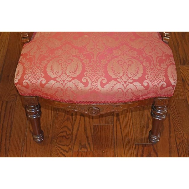 Pair of Jelliff Victorian 19th Century Walnut Carved Damask Fabric Side Chairs For Sale - Image 11 of 12