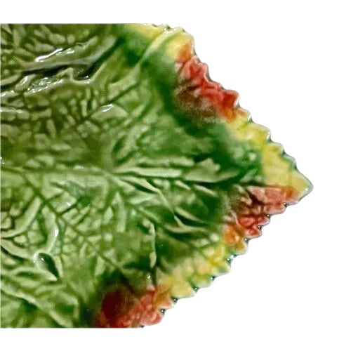 Vintage Portuguese Majolica Leaf Dish For Sale - Image 4 of 5