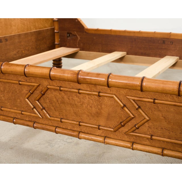 19th Century English Aesthetic Movement Faux Bamboo Maple Bed For Sale - Image 16 of 18