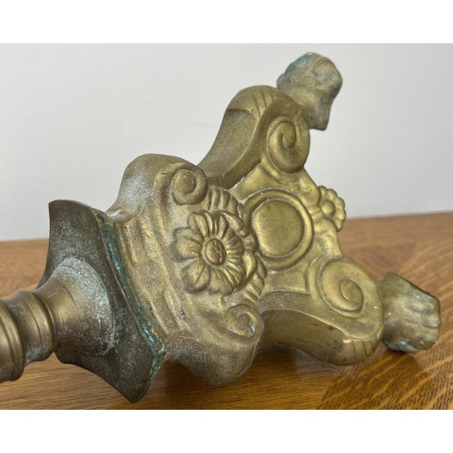 Vintage Brass Ornate Decorative Candleholders, Set of 2 For Sale - Image 12 of 18