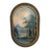 Vintage Atmospheric Mountain Landscape Painting in Ornate Oval Frame For Sale
