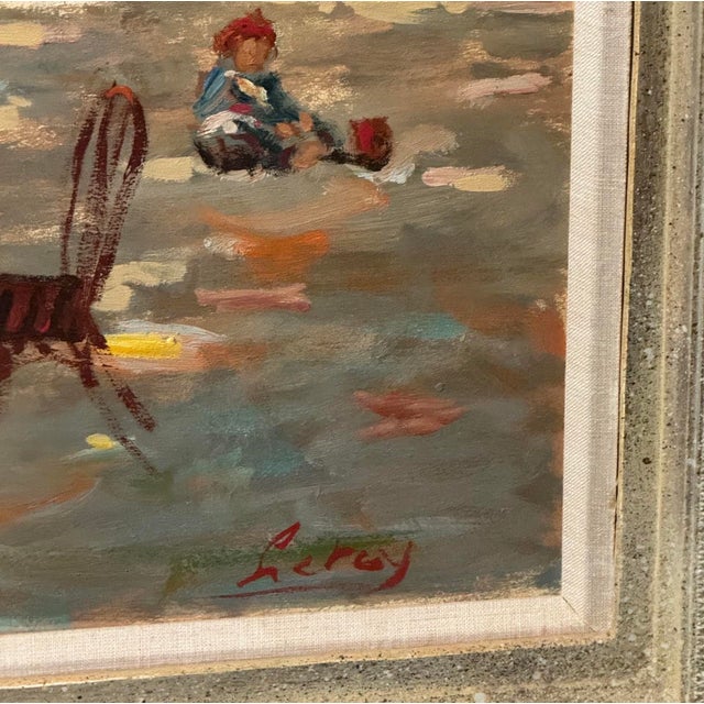Mid 20th Century Bart Leroy Signed Original Oil Painting French Park Paris Impressionist Framed For Sale - Image 4 of 12
