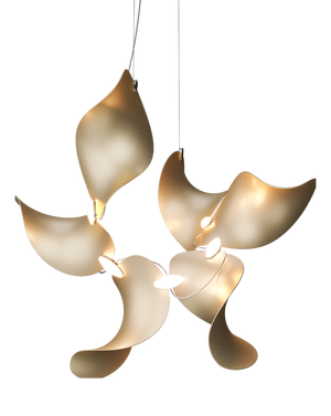 Dune 6 Cluster Chandelier with Shades in Gold Metallic Tone by Daniel Becker for Moss Objects
