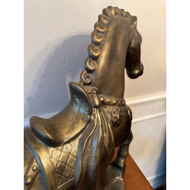 1980s Large Chinese Horse Statue in Tang Dynasty Style, Bronze Painted Plaster Statue 1980s For Sale - Image 5 of 12