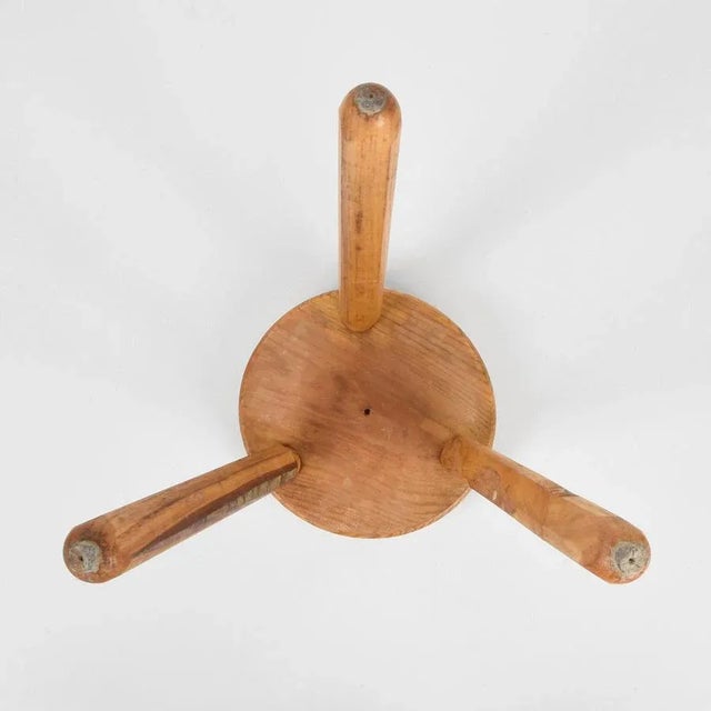 Mid-Century French Modern Wooden Tripod Stool in the style of Charlotte Perriand, 1950s For Sale - Image 9 of 18