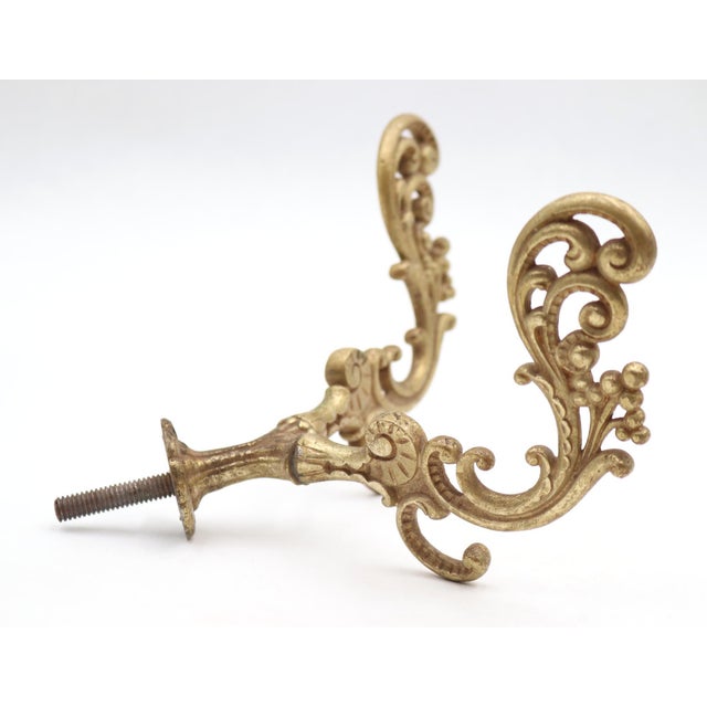 Mid 20th Century Victorian Polished Brass Antique Hall Tree Hook For Sale - Image 5 of 6