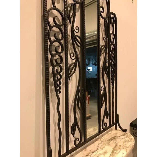 Early 20th Century French Art Deco Console Table Having Marble and Mirror For Sale - Image 9 of 11