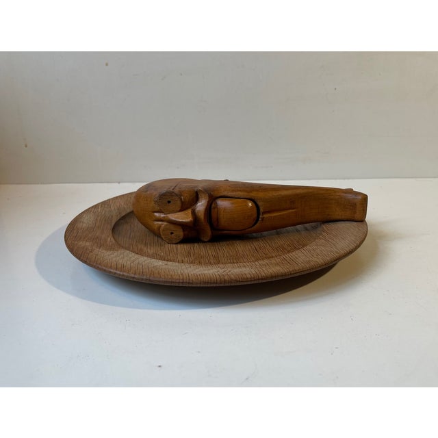 Brown Vintage Beech Nutcracker and Teak Bowl by Kay Bojesen, 1930s, Set of 2 For Sale - Image 8 of 17