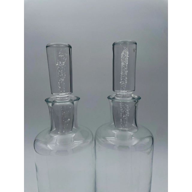 Vintage Krosno Poland Decanters With Hand Blown Bubble Stoppers For Sale - Image 4 of 8