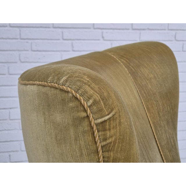 Danish Armchair in Furniture Velour and Oak, 1960s For Sale - Image 4 of 18