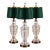 Mid 20th Century Coordinated Trio of Yugoslavian Crystal Lamps With Emerald Velvet Shades - Set of 3 For Sale