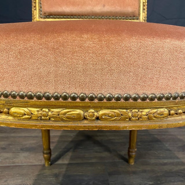Wood 19th Century Giltwood and Mohair Side Chairs From Salon Set -a Pair For Sale - Image 7 of 12