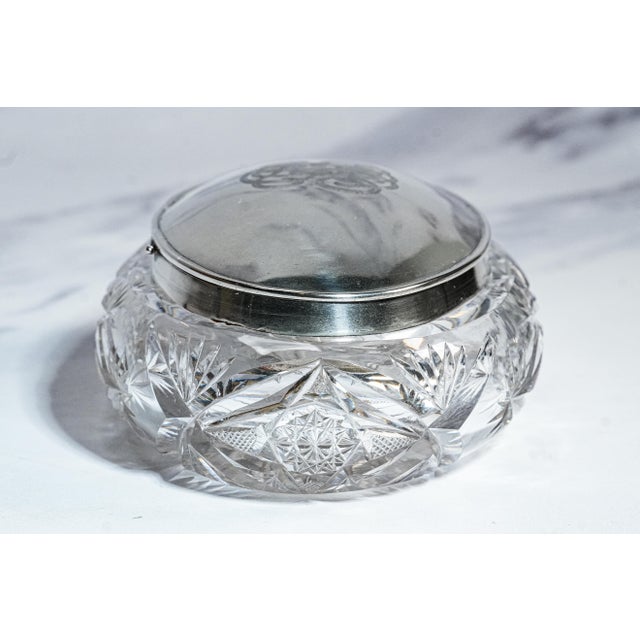 Stunning Crystal Sterling Silver Antique Jewelry Dresser Vanity Box For Sale - Image 15 of 18