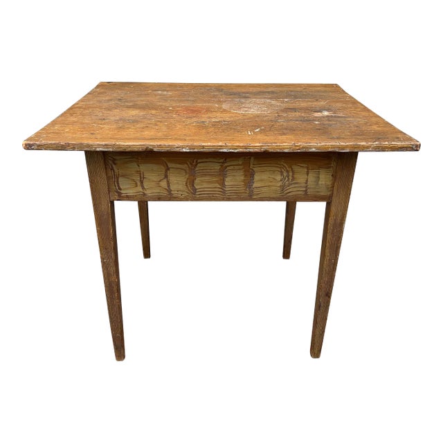 A Antique Pennsylvania Farmhouse Paint Decorated, Tapered Leg Work Table, Circa 1800 For Sale