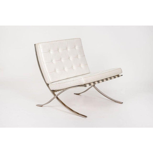 Mid Century White Barcelona Chairs by Mies Van Der Rohe for Knoll, 1970s For Sale - Image 16 of 17