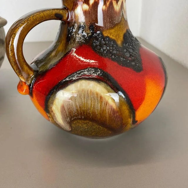 Multi-Color Pottery Fat Lava Vases from Scheurich, Germany, 1970s, Set of 2 For Sale - Image 14 of 18