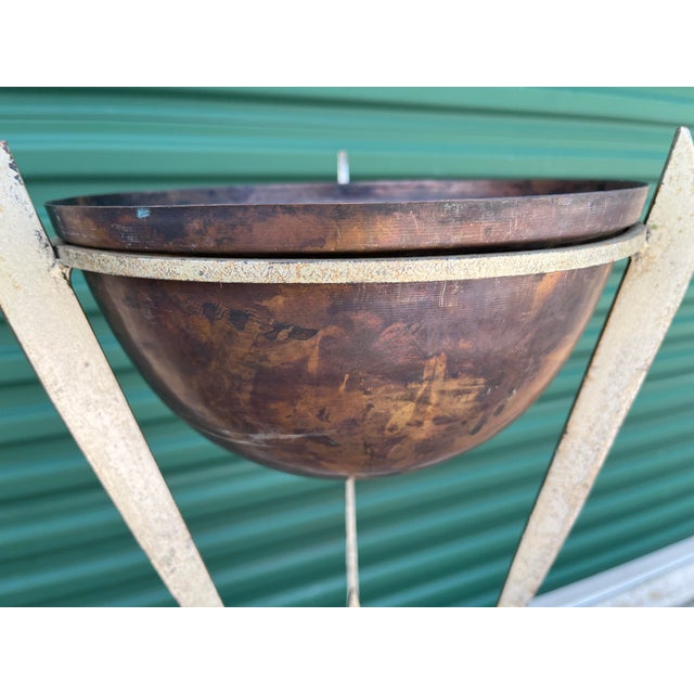 Art Deco Pair of Iconic Architectural Art Deco Iron Plant Stands With Copper Planter Stands, Circa 1930 Attributed to Warren McArthur For Sale - Image 3 of 10