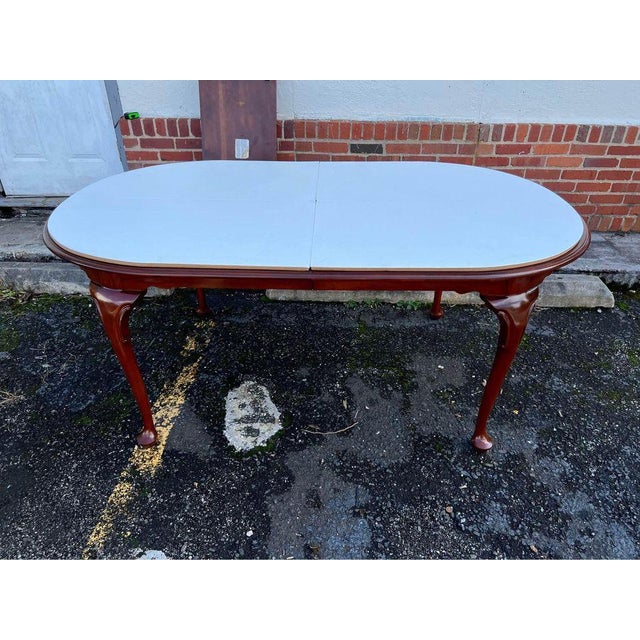 Henkel Harris Queen Anne Style Black Cherry Dining Table With 2 Leaves and Pads. For Sale - Image 11 of 11