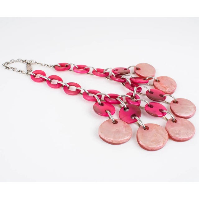 Dominique Denaive Paris Pink Resin Choker Necklace with Charms For Sale - Image 11 of 14
