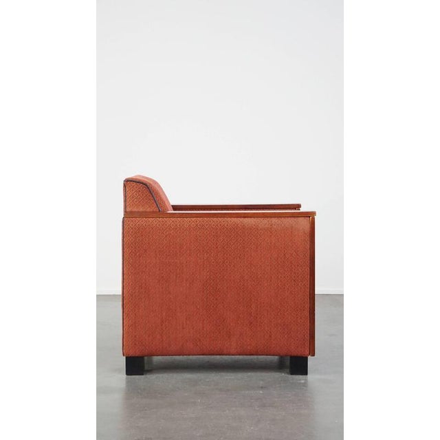 Art Deco Wooden Armchair with Red Upholstery For Sale - Image 3 of 15