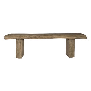 Late 20th Century Organic Wood Console Table With Stump Base For Sale