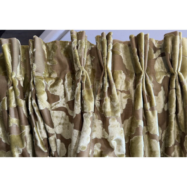 Set of 5 Custom Cut Velvet Interlined Drapery Panels, 100" Long For Sale - Image 4 of 7