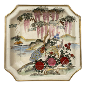 Hand-Painted Japanese Peacock Tray Plate