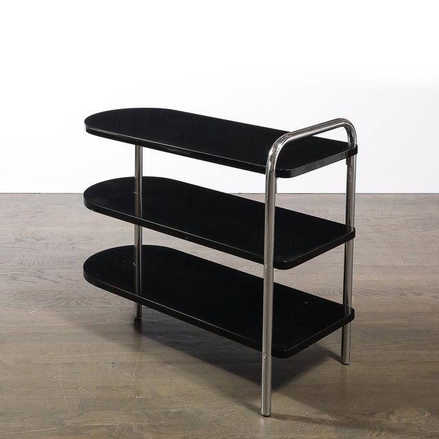 Art Deco Three-Tier Bullet Form Side Table, Model No 806 by Wolfgang Hoffman For Sale - Image 9 of 15