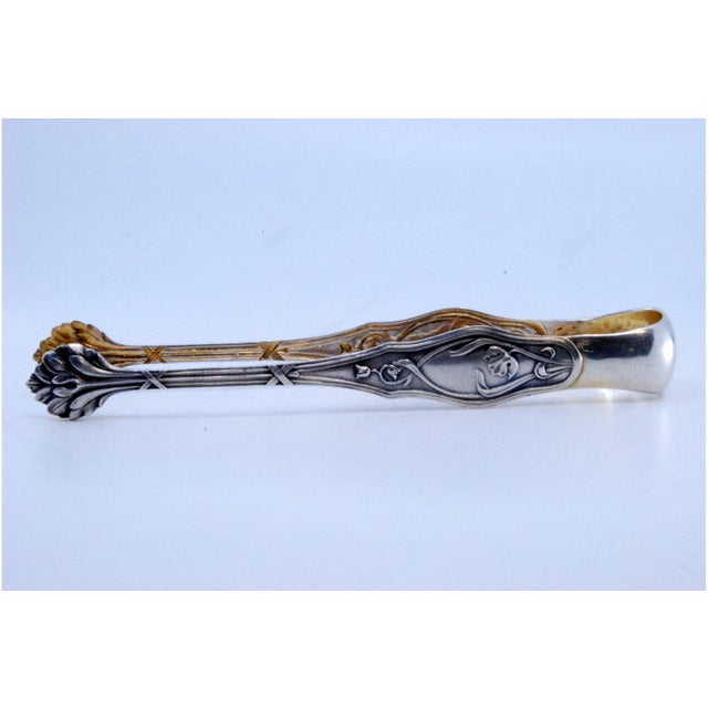 Silver Leaf-Shaped Sugar Tongs in Embossed Silver For Sale - Image 8 of 9
