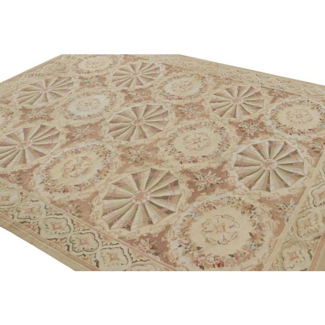 Rug & Kilim Rug & Kilim’s Aubusson Style Rug in Beige-Brown With Floral Medallions For Sale - Image 4 of 7
